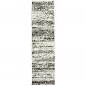 12' Ash And Slate Abstract Runner Rug