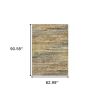 5' X 8' Gold And Green Abstract Area Rug