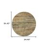 7' Round Gold And Green Abstract Area Rug