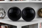 Set of Two 3" Black Aluminum Decorative Orb Tabletop Sculptures