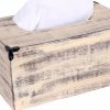 Rustic Yellow Washed Mango Wood Rectangular Tissue Holder