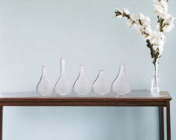 Set Of Five Clear Quintuplet Joined Glass Posy Vases