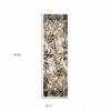 2' X 8' Ivory Navy Abstract Marble Indoor Runner Rug