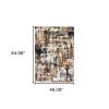 3' X 6' Ivory Gray Abstract Sectors Indoor Area Rug