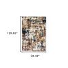 7' X 10' Ivory Gray Abstract Sectors Indoor Area Rug