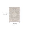 6' X 9' Ivory Grey Distresed Oversize Medallion Indoor Area Rug