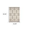 5' X 8' Ivory Gray Abstract Ikat Indoor Area Rug