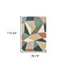 6' X 9' Blue Green Beige Retro Wedge Indoor Indoor Area Rug