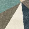 9' X 12' Blue Green Beige Retro Wedge Indoor Indoor Area Rug