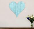 24" Turquoise Reclaimed Wood Heart Wall Decor