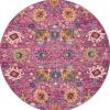 5' Fuchsia Round Floral Power Loom Area Rug