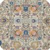 5' Orange And Ivory Round Floral Power Loom Area Rug