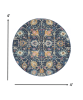 4' Navy Blue Round Floral Power Loom Area Rug