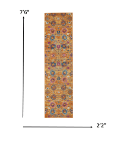 8' Sunset Floral Power Loom Runner Rug