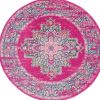 4' Fuchsia Round Power Loom Area Rug