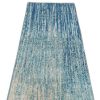 10' Ivory And Blue Abstract Power Loom Runner Rug