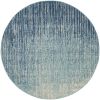 4' Blue and Ivory Abstract Power Loom Round Rug