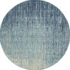 5' Blue and Ivory Abstract Power Loom Round Rug