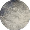 5' Gray And Ivory Round Abstract Power Loom Area Rug