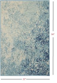 2' X 3' Ivory And Blue Abstract Power Loom Area Rug