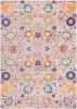 5' X 7' Gray and Pink Floral Power Loom Distressed Area Rug