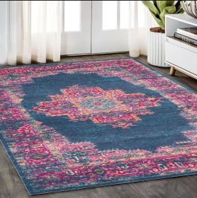 5' X 7' Blue Power Loom Area Rug