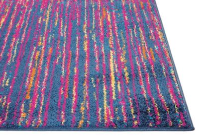 4' X 6' Blue And Pink Abstract Power Loom Area Rug