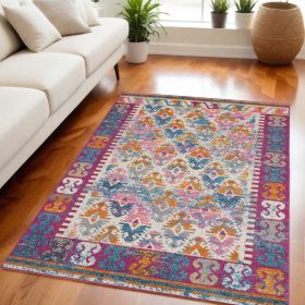 5' X 7' Ivory Geometric Power Loom Area Rug