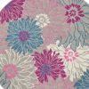 5' Gray Round Floral Dhurrie Area Rug