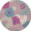 5' Gray Round Floral Dhurrie Area Rug