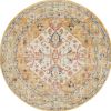 5' Yellow and Ivory Round Floral Medallion Shag Area Rug