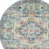 5' Blue And Ivory Round Dhurrie Area Rug