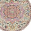 5' Pink And Ivory Round Southwestern Dhurrie Area Rug