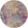 5' Pink And Ivory Round Coral Power Loom Area Rug