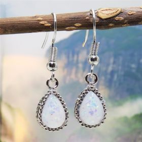 925 Sterling Silver Natural Teardrop Shape Opal Earrings Fine Jewelry For Women Gifts