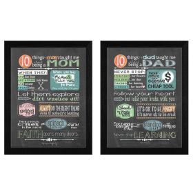 "Reminders from Mom and Dad Collection" 2-Piece Vignette By Tonya Crawford, Printed Wall Art, Ready To Hang Framed Poster, Black Frame