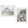 "True Spirit (Horses)" 2-Piece Vignette by Debi Coules, White Frame