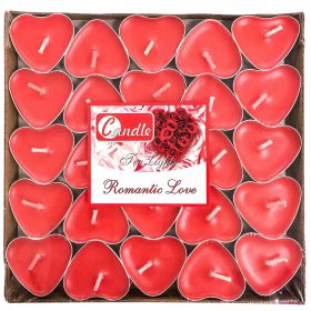 50Packs Heart Shaped Tealight Candles(25 x 2 layers),Romantic Love Unscented Tea Lights Candles