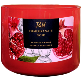 Pomegranate Noir 3 Wick Candle | Natural Soy Wax Candle for Home, 15.8 Oz Large Aromatherapy Candle for Relaxation, Scented Candle for Women and Men