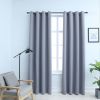 Blackout Curtains with Rings 2 pcs Gray 54"x84" Fabric