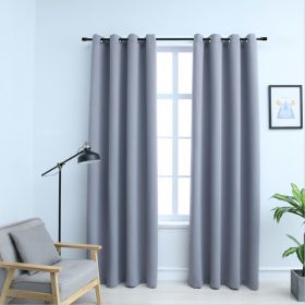 Blackout Curtains with Rings 2 pcs Gray 54"x84" Fabric