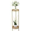 Modern Folding Metal 2-Tier Plant Stand Potted Plant Holder Shelf with 2 Round Trays Indoor Outdoor, Versatile, Golden