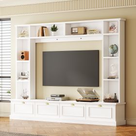 ON-TREND Large Wall Unit Entertainment Center with Bookshelves for TVs Up to 78'', Modern TV Console with Cabinets and Open Shelves