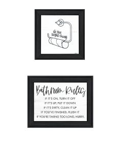 Trendy Decor 4U "Bathroom Rules" Framed Wall Art for Bathroom, Wall Art Print for Home Decor, Bathroom Wall Art by Imperfect Dust