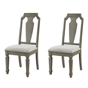 Beige and Weathered Oak Open Back Side Chairs (Set of 2)