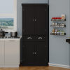 71" Kitchen Pantry Storage Cabinet , with 4 Doors, Drawer, 2 Adjustable Shelves, Freestanding Cupboard for Dining Room Living Room, Laundry-Black