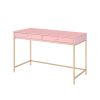 Pink High Gloss and Gold 2-drawer Writing Desk