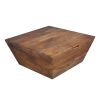 36" Handcrafted Farmhouse Coffee Table, Geometric Angled Square, 1 Drawer, Walnut Wood