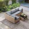 5-Piece Patio Furniture Set, All-Weather Outdoor Conversation Set Sectional Sofa with Water Resistant Grey Thick Cushions