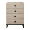 4 Drawer Chest Dresser. Cream and Black finish with Faux Marble Top